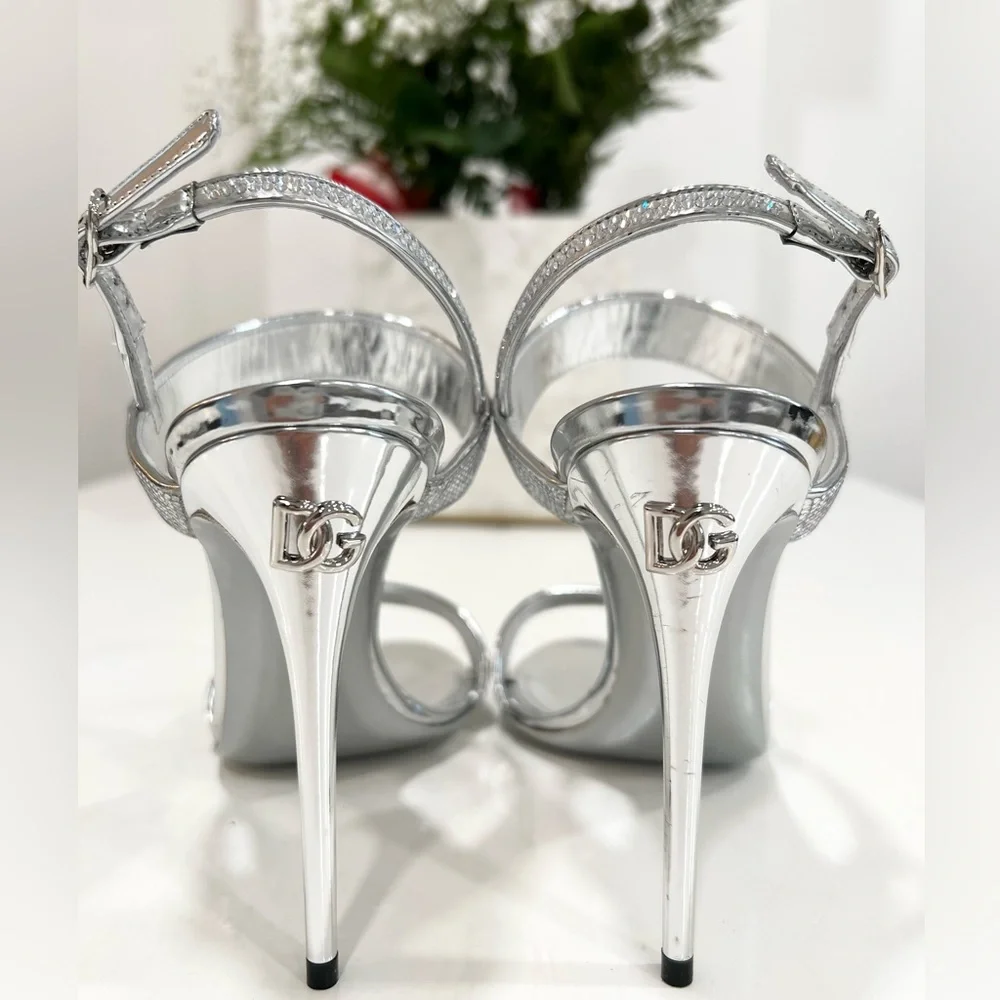 Dolce & Gabbana Gray x Kim crystal-embellished sandals